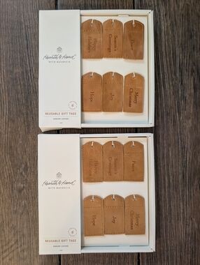 Hearth & Hand Tan Leather Holiday Gift Tags - Two Sets Christmas Tags